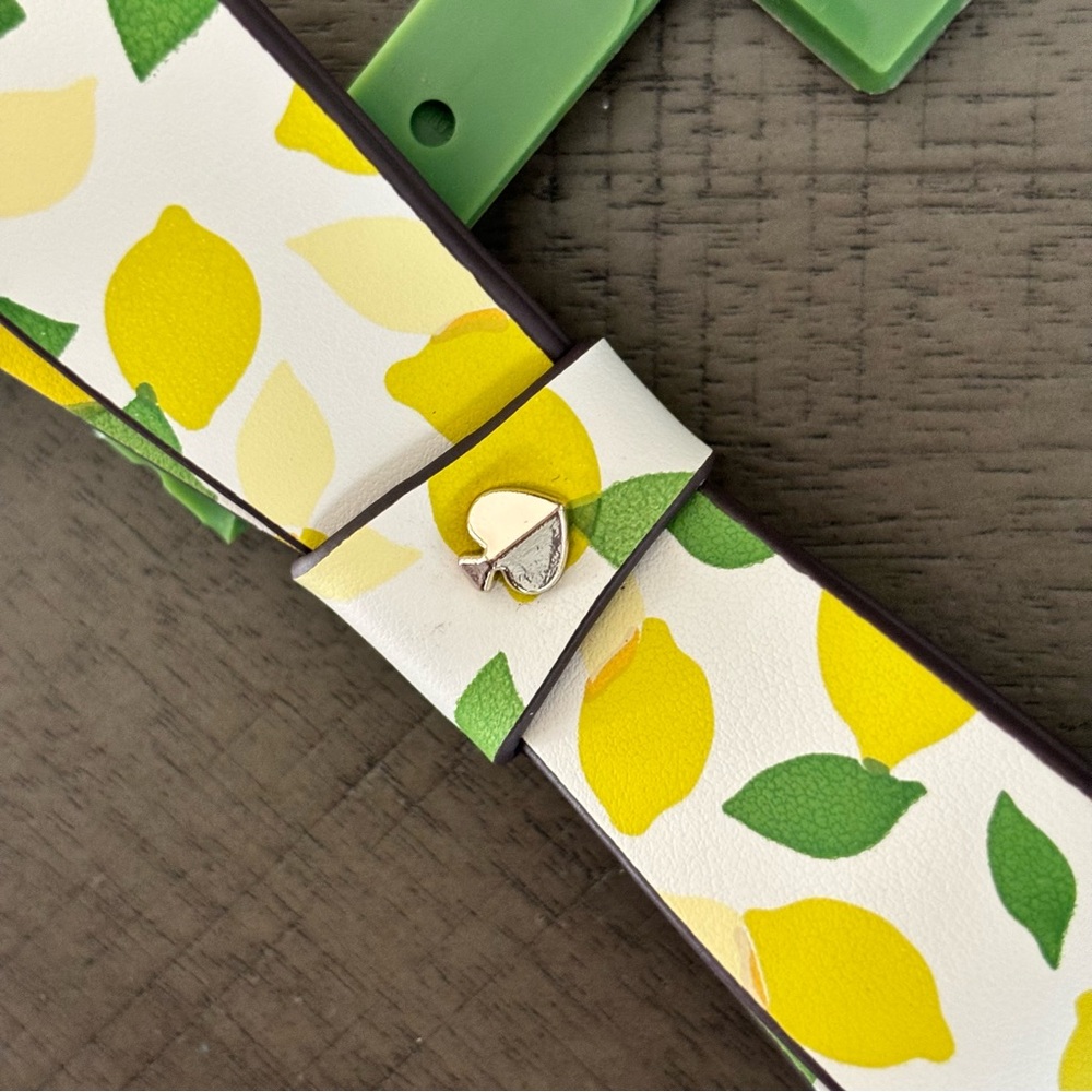 KATE SPADE NY Genuine Leather Lemon and Leaf Design Bow Belt--NWT--S - Picture 4 of 7